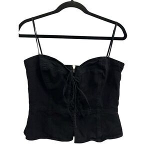 Wilfred Aritzia Loiret Black Denim Bustier Corset Top | Lace-Up Front | Size M G